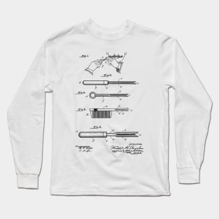 Curling Tongs Vintage Patent Hand Drawing Long Sleeve T-Shirt